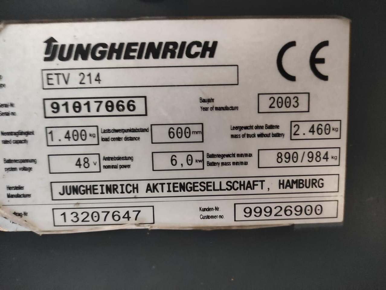 Lükandmastiga tõstuk Jungheinrich ETV 214: pilt 6