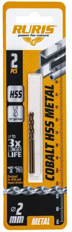 RURIS 2x vrták do železa Kobalt HSS 2mm - Garaažiseadmed: pilt 1 RURIS 2x vrták do železa Kobalt HSS 2mm - Garaažiseadmed: pilt 1