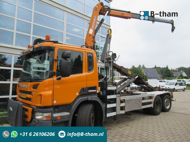 Scania P 320 B 6x2*4 + HMF 835 + HYVA Haakarm - Konkstõstukiga veoauto, Kraanaga veoauto: pilt 1 Scania P 320 B 6x2*4 + HMF 835 + HYVA Haakarm - Konkstõstukiga veoauto, Kraanaga veoauto: pilt 1