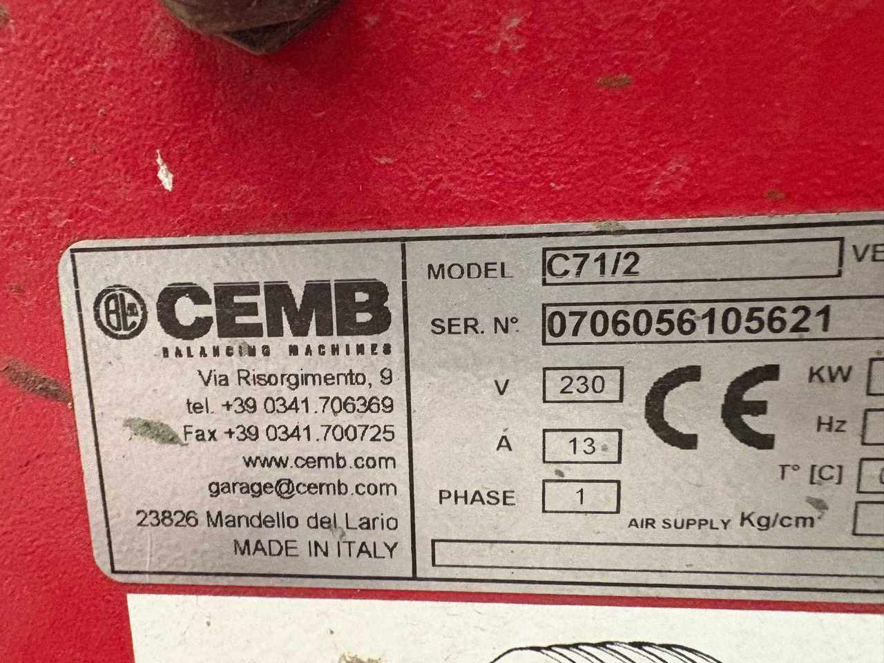 Tire Balancing Machine CEMB C71 - Muu seadmestik: pilt 3 Tire Balancing Machine CEMB C71 - Muu seadmestik: pilt 3