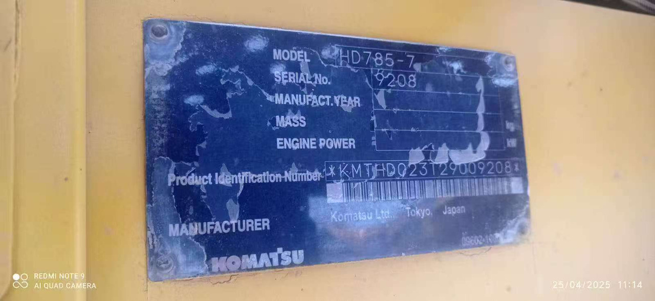 KOMATSU HD785-7 - Kastiga kallur/ Kiviveoauto: pilt 1 KOMATSU HD785-7 - Kastiga kallur/ Kiviveoauto: pilt 1