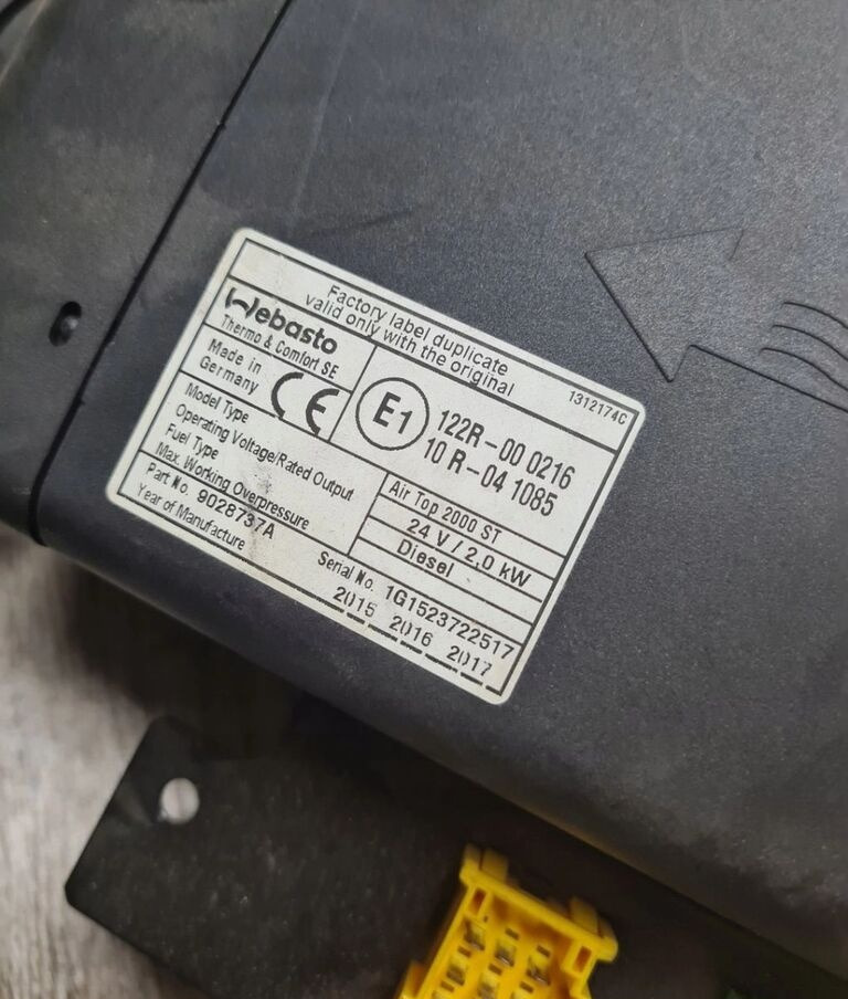 WEBASTO WEBASTO AIR TOP 2000ST RENAULT PREMIUM MIDLUM GAMA D VOLVO FL FE - Soojendus/ Ventilatsioon - Veoauto: pilt 5 WEBASTO WEBASTO AIR TOP 2000ST RENAULT PREMIUM MIDLUM GAMA D VOLVO FL FE - Soojendus/ Ventilatsioon - Veoauto: pilt 5