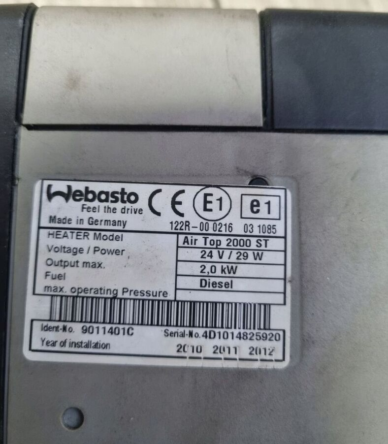 WEBASTO WEBASTO OGRZEWANIE AIR TOP 2000 ST VOLVO FH 13 FM 13 - Soojendus/ Ventilatsioon - Veoauto: pilt 5 WEBASTO WEBASTO OGRZEWANIE AIR TOP 2000 ST VOLVO FH 13 FM 13 - Soojendus/ Ventilatsioon - Veoauto: pilt 5