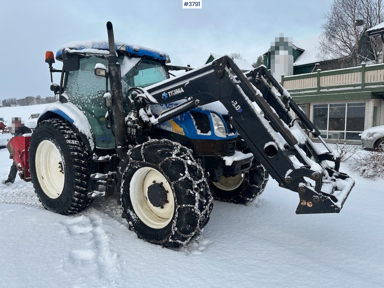 2010 New Holland T6040 4x4 plow rigged tractor w/ Trima +3.0p front loader, brand new chains, snow bucket and Westbjørn snow blower. WATCH VIDEO. - Traktor: pilt 1 2010 New Holland T6040 4x4 plow rigged tractor w/ Trima +3.0p front loader, brand new chains, snow bucket and Westbjørn snow blower. WATCH VIDEO. - Traktor: pilt 1