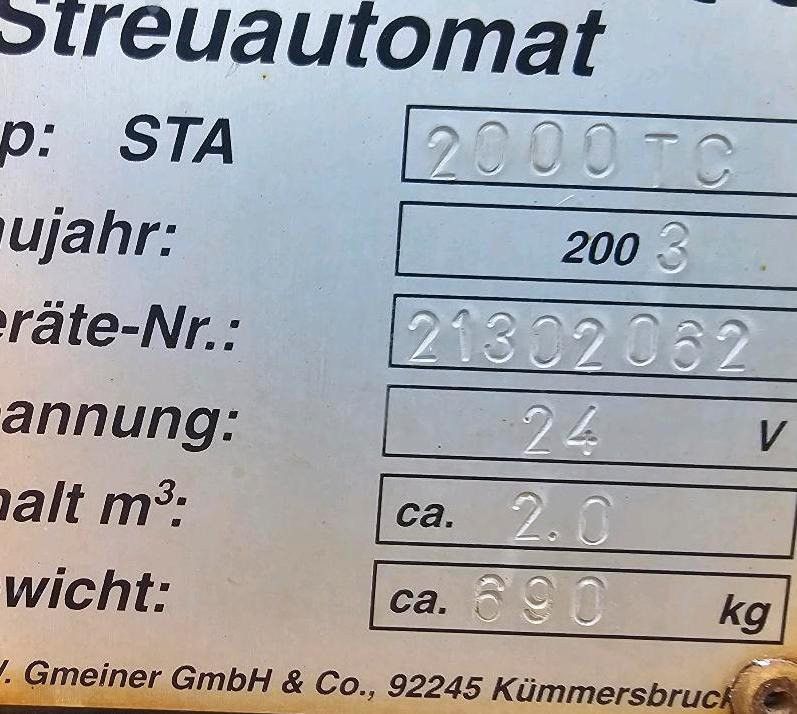 Gmeiner STA 2000TC Salzstreuer 2m3 Streuautomat Salzsilo Winterdienst Unimog 405 U300 400 500 423 427 430 318 Multicar tremo - Liiva-/ Soolajaotur: pilt 4 Gmeiner STA 2000TC Salzstreuer 2m3 Streuautomat Salzsilo Winterdienst Unimog 405 U300 400 500 423 427 430 318 Multicar tremo - Liiva-/ Soolajaotur: pilt 4