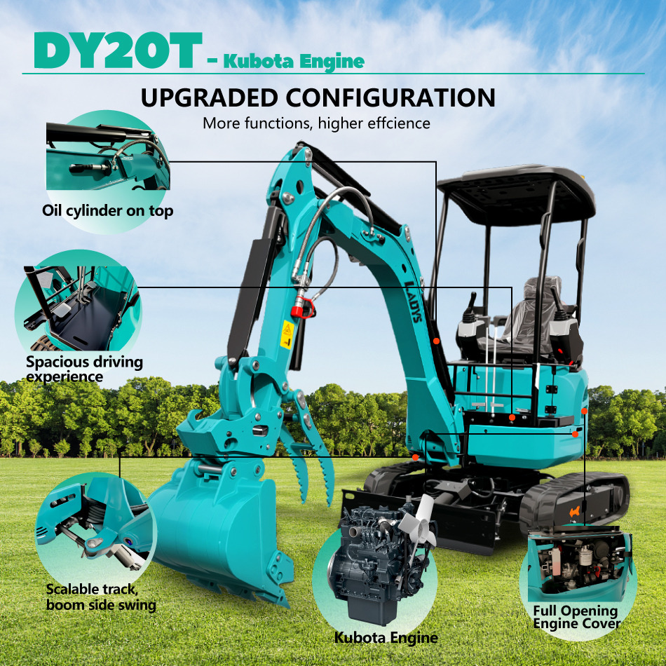 LADYS DY20T Mini Excavator Euro 5/Epa Engine Kubota Mini Excavator For Sale - Miniekskavaator: pilt 3 LADYS DY20T Mini Excavator Euro 5/Epa Engine Kubota Mini Excavator For Sale - Miniekskavaator: pilt 3