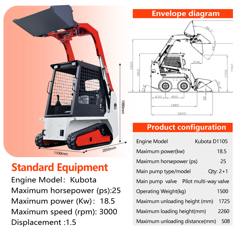 LADYS LA670 Mini Small Skid Steer Loader Compact Track Diesel Mini Skid Steer Loader For Sale With Small Mini Skid Steer Attachments 4 In 1 Bucket - Kompaktlaadur: pilt 3 LADYS LA670 Mini Small Skid Steer Loader Compact Track Diesel Mini Skid Steer Loader For Sale With Small Mini Skid Steer Attachments 4 In 1 Bucket - Kompaktlaadur: pilt 3