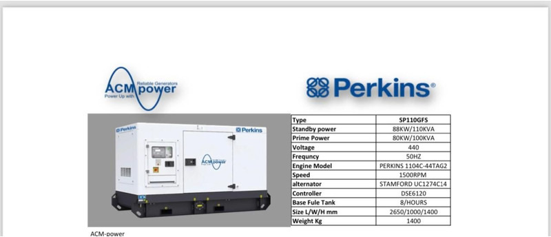 Perkins SP110GFS - Generaatorikomplekt: pilt 2 Perkins SP110GFS - Generaatorikomplekt: pilt 2
