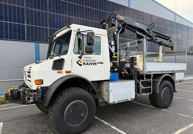 Mercedes-BenzUnimog U5000 + Hiab 099 E-4 - Madelveok/ Platvormveok, Kraanaga veoauto: pilt 1 Mercedes-BenzUnimog U5000 + Hiab 099 E-4 - Madelveok/ Platvormveok, Kraanaga veoauto: pilt 1