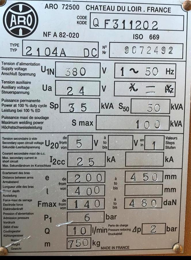 Punktschweißmaschine ARO - Keevitus seadmed: pilt 3 Punktschweißmaschine ARO - Keevitus seadmed: pilt 3