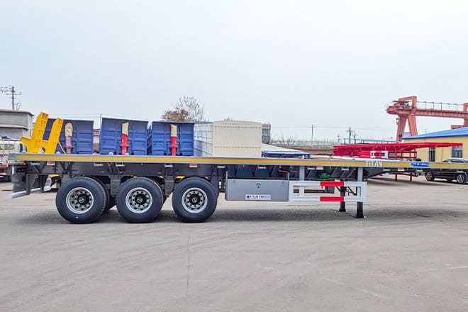 TITAN Tri Axle 40Ft Flatbed Trailer Price for Sale in Sierra Leone - Platvorm/ Madelpoolhaagis: pilt 2 TITAN Tri Axle 40Ft Flatbed Trailer Price for Sale in Sierra Leone - Platvorm/ Madelpoolhaagis: pilt 2