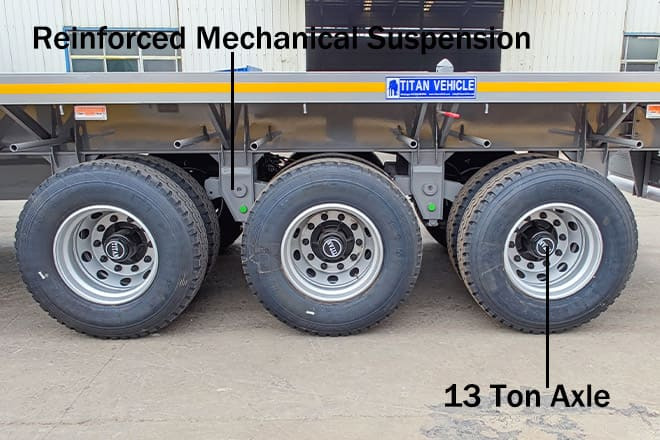 TITAN Tri Axle 40Ft Flatbed Trailer Price for Sale in Sierra Leone - Platvorm/ Madelpoolhaagis: pilt 3 TITAN Tri Axle 40Ft Flatbed Trailer Price for Sale in Sierra Leone - Platvorm/ Madelpoolhaagis: pilt 3