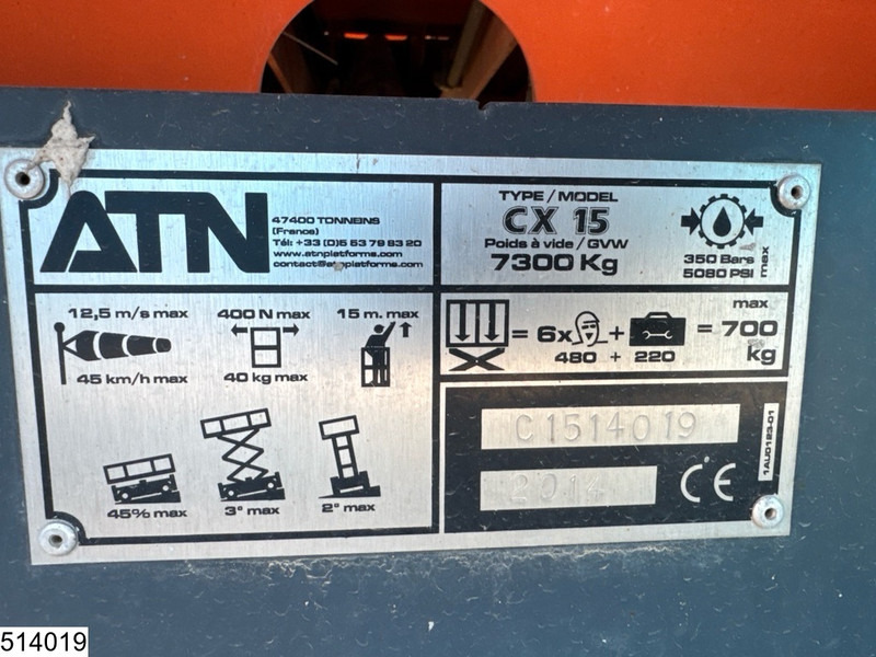 ATN CX15 4x4, H15 mtr, Max 700kg - Platvorm: pilt 5 ATN CX15 4x4, H15 mtr, Max 700kg - Platvorm: pilt 5