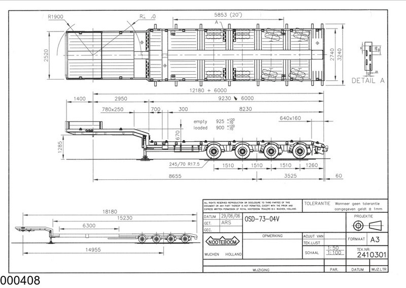 Nooteboom Lowbed 19.58 Meter, Extandable, Twistlocks, 82.750 KG - Madal platvormpoolhaagis: pilt 2 Nooteboom Lowbed 19.58 Meter, Extandable, Twistlocks, 82.750 KG - Madal platvormpoolhaagis: pilt 2