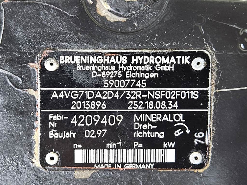 Brueninghaus Hydromatik A4VG71DA2D4/32R-Drive pump/Fahrpumpe - Hüdraulika - Ehitusmasinad: pilt 4 Brueninghaus Hydromatik A4VG71DA2D4/32R-Drive pump/Fahrpumpe - Hüdraulika - Ehitusmasinad: pilt 4