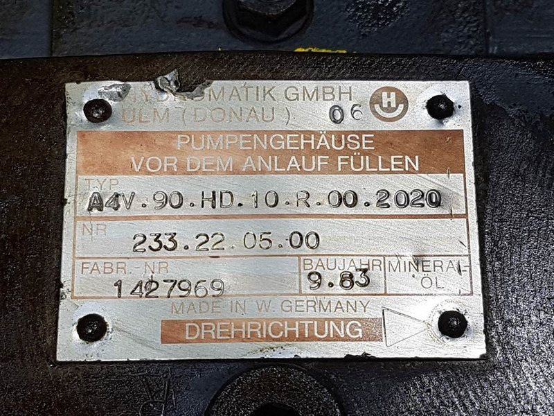 Hydromatik A4V90HD1.0R002020-233.22.05.00-Drive pump/Fahrpump - Hüdraulika - Ehitusmasinad: pilt 4 Hydromatik A4V90HD1.0R002020-233.22.05.00-Drive pump/Fahrpump - Hüdraulika - Ehitusmasinad: pilt 4