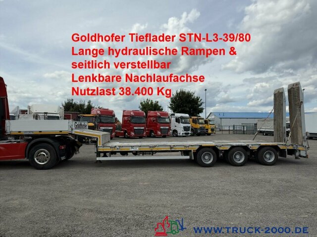Goldhofer STN-L3-39/80 3Achsen hydraulische Rampen ABS/EBS - Madal platvormpoolhaagis: pilt 1 Goldhofer STN-L3-39/80 3Achsen hydraulische Rampen ABS/EBS - Madal platvormpoolhaagis: pilt 1