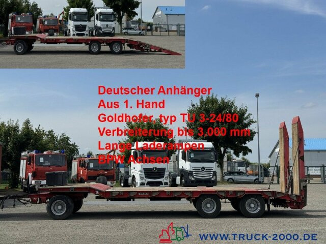 Goldhofer TU3-24/80 3 Achsen Verbreiterung bis 3m ABS/ EBS - Madal platvorm järelhaagis: pilt 1 Goldhofer TU3-24/80 3 Achsen Verbreiterung bis 3m ABS/ EBS - Madal platvorm järelhaagis: pilt 1