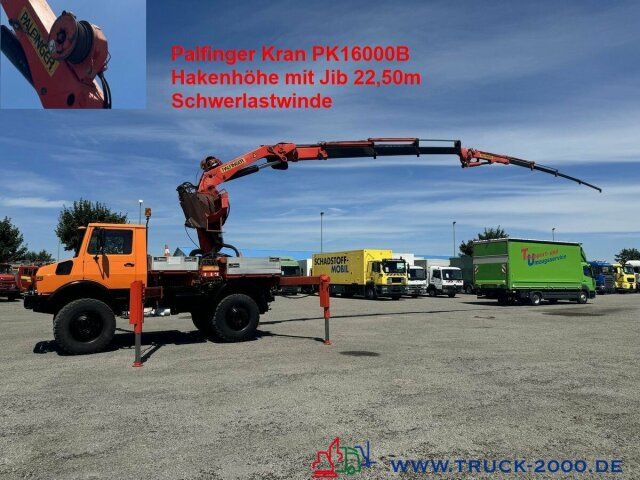 Unimog U1700 Kran PK16000 + Jib Höhe 22,50m + Winde - Kraanaga veoauto: pilt 1 Unimog U1700 Kran PK16000 + Jib Höhe 22,50m + Winde - Kraanaga veoauto: pilt 1