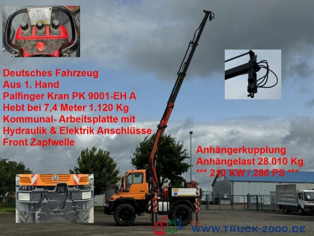 Unimog U400 4x4 PK9001 5.+6.Steuerkreis Zapfwelle 286PS - Madelveok/ Platvormveok, Kraanaga veoauto: pilt 1 Unimog U400 4x4 PK9001 5.+6.Steuerkreis Zapfwelle 286PS - Madelveok/ Platvormveok, Kraanaga veoauto: pilt 1
