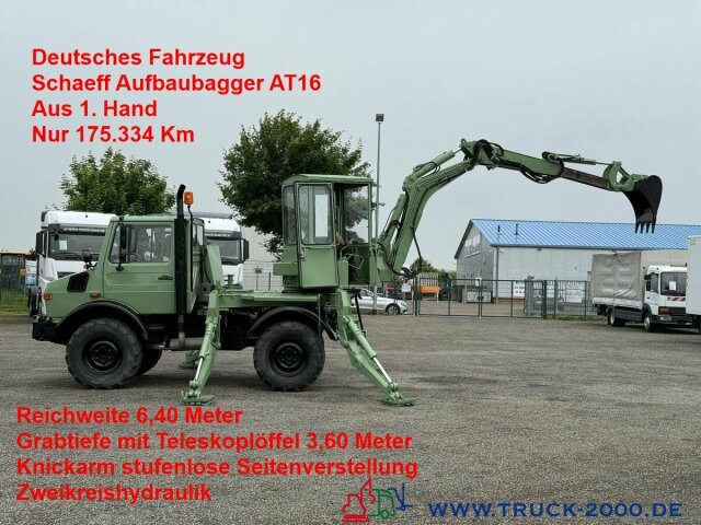 Unimog U427/10 Schaeff Mobilbagger AT 16 NUR 175 TKM - Ratastel ekskavaator: pilt 1 Unimog U427/10 Schaeff Mobilbagger AT 16 NUR 175 TKM - Ratastel ekskavaator: pilt 1