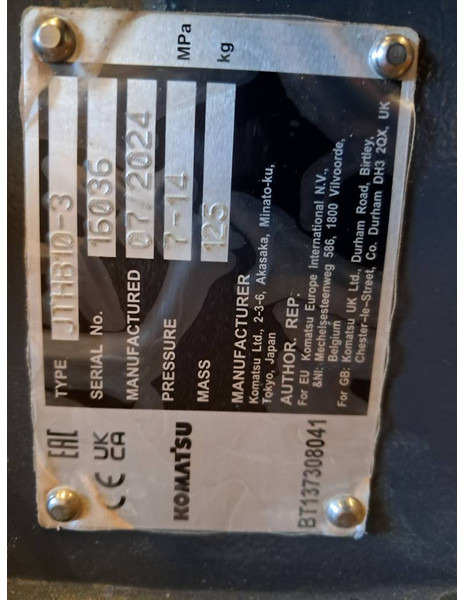 Komatsu JTHB10-3 - Hüdrauliline haamer - Ehitusmasinad: pilt 2 Komatsu JTHB10-3 - Hüdrauliline haamer - Ehitusmasinad: pilt 2