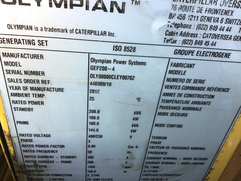 Generaatorikomplekt Olympian GEP 200-4 GENERATOR 200 KVA USED: pilt 11