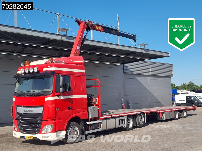 DAF XF 440 6X2 NL-Truck Transporter HMF 900-K2 Kran Winch Lift-Lenkachse Euro 6 - Madelveok/ Platvormveok, Kraanaga veoauto: pilt 1 DAF XF 440 6X2 NL-Truck Transporter HMF 900-K2 Kran Winch Lift-Lenkachse Euro 6 - Madelveok/ Platvormveok, Kraanaga veoauto: pilt 1