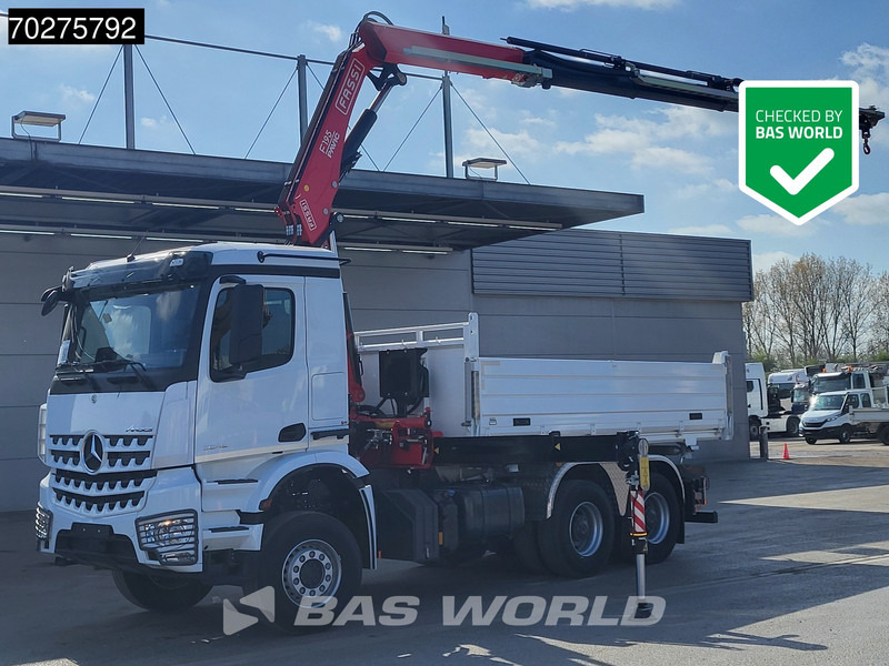 Mercedes-Benz Arocs 3348 6X4 Fasi F195A.2.24 Kran 3 sided tipper 9m3 Big-Axle Navi Euro 6 - Kallurauto, Kraanaga veoauto: pilt 1 Mercedes-Benz Arocs 3348 6X4 Fasi F195A.2.24 Kran 3 sided tipper 9m3 Big-Axle Navi Euro 6 - Kallurauto, Kraanaga veoauto: pilt 1