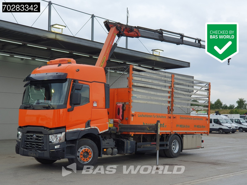 Renault C 380 4X2 Palfinger PK18002-EH D Kran Crane Retarder Standklima Euro 6 - Madelveok/ Platvormveok, Kraanaga veoauto: pilt 1 Renault C 380 4X2 Palfinger PK18002-EH D Kran Crane Retarder Standklima Euro 6 - Madelveok/ Platvormveok, Kraanaga veoauto: pilt 1