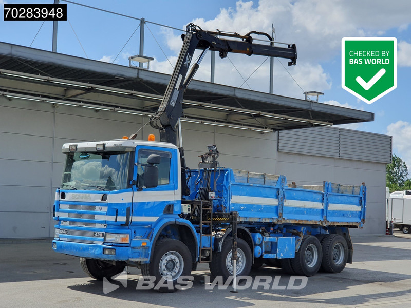 Scania G420 8X4 15m3 tipper Hiab 144 Crane Steelsuspension Manual Big-Axle Euro 3 - Kallurauto, Kraanaga veoauto: pilt 1 Scania G420 8X4 15m3 tipper Hiab 144 Crane Steelsuspension Manual Big-Axle Euro 3 - Kallurauto, Kraanaga veoauto: pilt 1