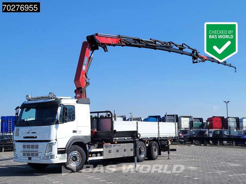 Volvo FM 450 6X2 HMF 3220 Crane Kran Lift-Lenkachse VEB+ Euro 6 - Madelveok/ Platvormveok, Kraanaga veoauto: pilt 1 Volvo FM 450 6X2 HMF 3220 Crane Kran Lift-Lenkachse VEB+ Euro 6 - Madelveok/ Platvormveok, Kraanaga veoauto: pilt 1