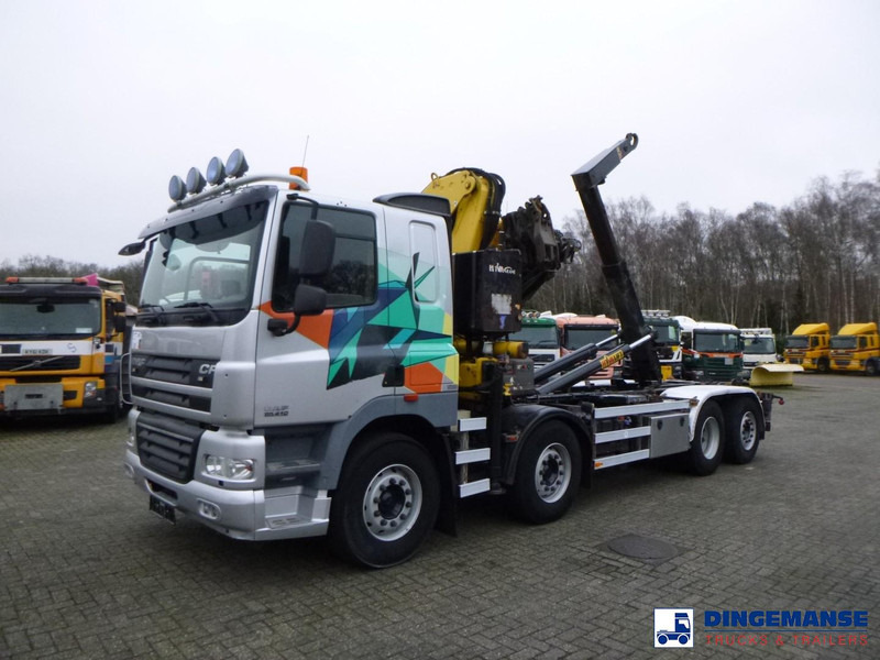 DAF CF 85.410 8x2 Hyva container hook + crane - Kraanaga veoauto: pilt 1 DAF CF 85.410 8x2 Hyva container hook + crane - Kraanaga veoauto: pilt 1