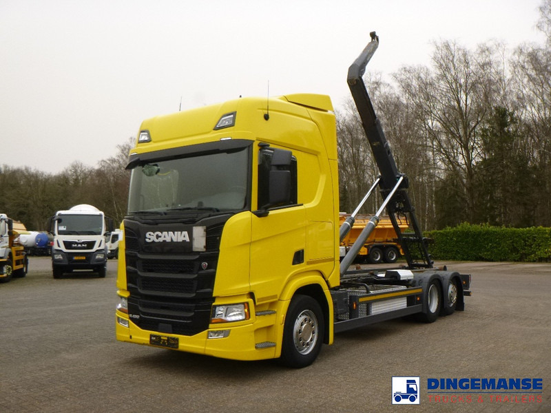Scania R450 6x2 Euro 6C + Retarder + Meiller container hook 18.000 kg - Konkstõstukiga veoauto: pilt 1 Scania R450 6x2 Euro 6C + Retarder + Meiller container hook 18.000 kg - Konkstõstukiga veoauto: pilt 1