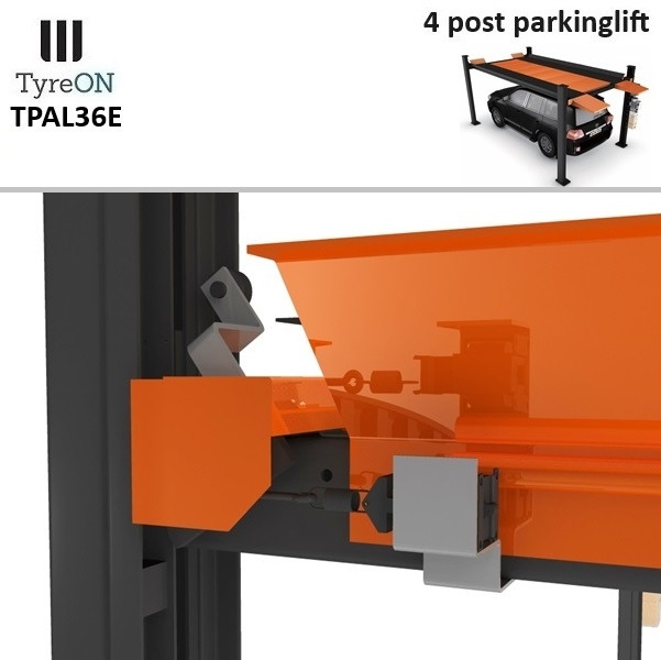 TPAL36E 4 post parking lift- 3.6T - Height 222 cm - 480 cm runways - Electric release - For indoor and outdoor use - 230V - Park 2 vehicles on top of each - Garaažiseadmed: pilt 5 TPAL36E 4 post parking lift- 3.6T - Height 222 cm - 480 cm runways - Electric release - For indoor and outdoor use - 230V - Park 2 vehicles on top of each - Garaažiseadmed: pilt 5