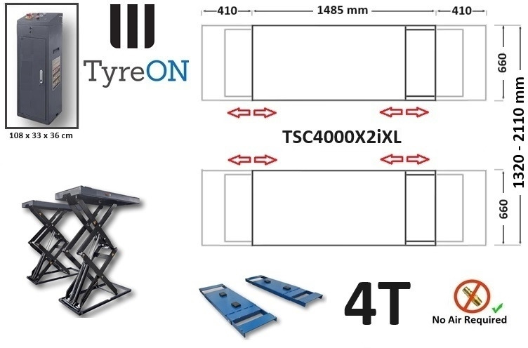 Garaažiseadmed TSC4000X2iXL In floor scissor lift - Double extensions - 12 cm installation depth - Hydromechanically locked - No compressed air required - 4T: pilt 6