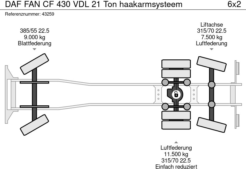 Konkstõstukiga veoauto DAF FAN CF 430 VDL 21 Ton haakarmsysteem: pilt 20