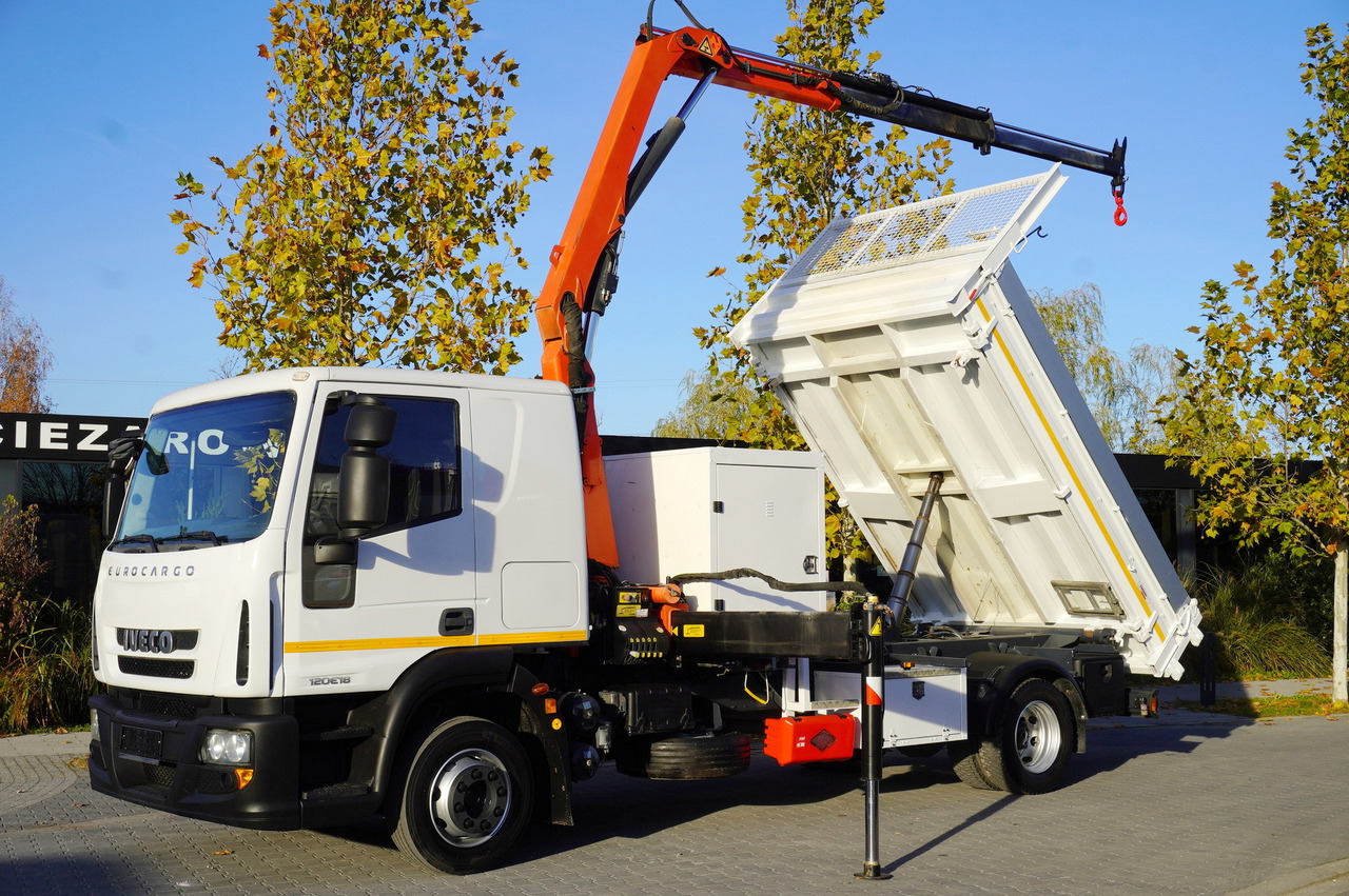 IVECO Eurocargo 120E18 Crane Palfinger / 3-way tipper / sleeper cab - Madelveok/ Platvormveok, Kraanaga veoauto: pilt 1 IVECO Eurocargo 120E18 Crane Palfinger / 3-way tipper / sleeper cab - Madelveok/ Platvormveok, Kraanaga veoauto: pilt 1