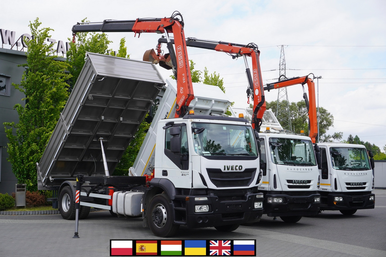 IVECO Stralis 310 E6 / NEW 3-sided tipper / Fassi F135 crane with remote control - Madelveok/ Platvormveok, Kraanaga veoauto: pilt 1 IVECO Stralis 310 E6 / NEW 3-sided tipper / Fassi F135 crane with remote control - Madelveok/ Platvormveok, Kraanaga veoauto: pilt 1