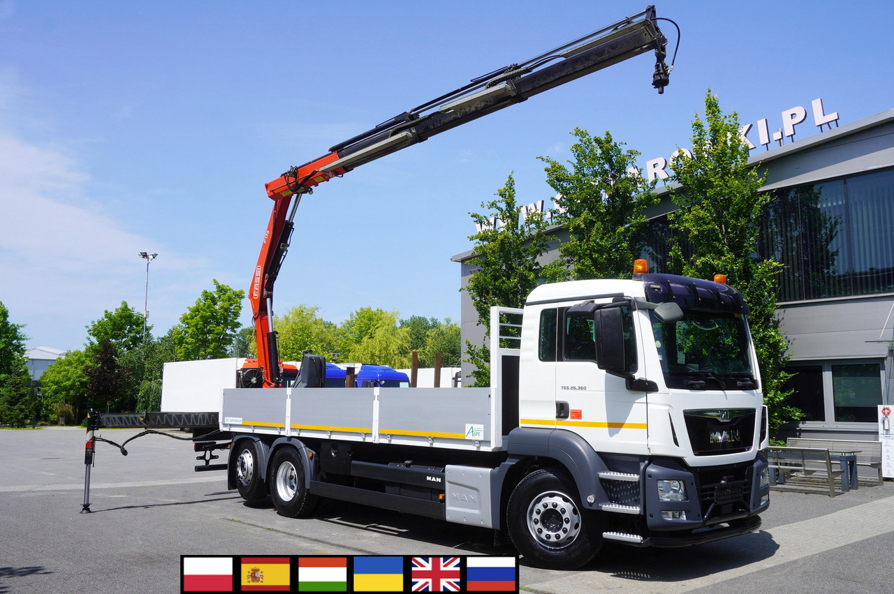 MAN TGS 26.360 Flatbed / Fassi F175 7.7 T / steered 3rd axle - Kraanaga veoauto: pilt 1 MAN TGS 26.360 Flatbed / Fassi F175 7.7 T / steered 3rd axle - Kraanaga veoauto: pilt 1