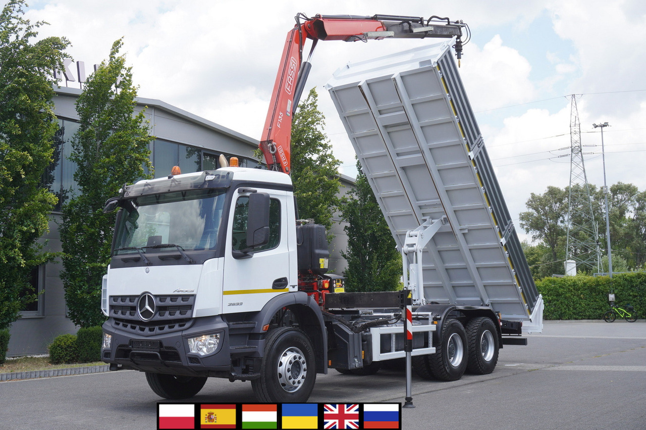 MERCEDES-BENZ AROCS 2633 6x4 / 5.5 T crane FASSI F135 / Tipper 15 EPAL - Kallurauto, Kraanaga veoauto: pilt 1 MERCEDES-BENZ AROCS 2633 6x4 / 5.5 T crane FASSI F135 / Tipper 15 EPAL - Kallurauto, Kraanaga veoauto: pilt 1