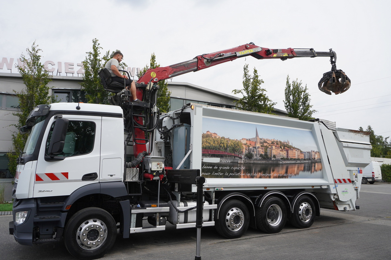 MERCEDES-BENZ Antos 3240 8x2 / Tajfun 5T crane / Farid Industries garbage truck/ 3 steered axles - Prügiauto: pilt 1 MERCEDES-BENZ Antos 3240 8x2 / Tajfun 5T crane / Farid Industries garbage truck/ 3 steered axles - Prügiauto: pilt 1