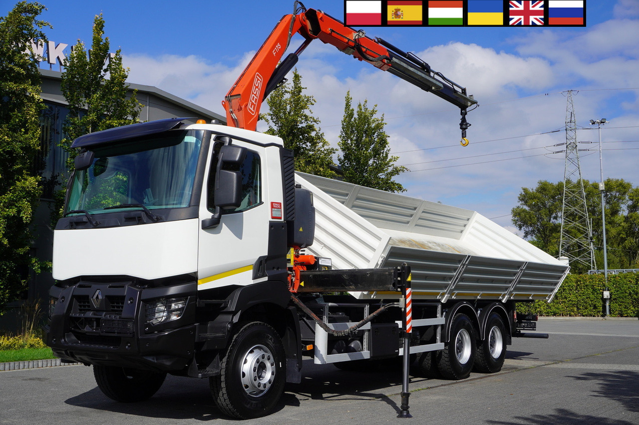 RENAULT K380 6×4 / FASSI F175 crane 7.85 t / 120 thousand km! / 2-sided tipper - Kraanaga veoauto: pilt 1 RENAULT K380 6×4 / FASSI F175 crane 7.85 t / 120 thousand km! / 2-sided tipper - Kraanaga veoauto: pilt 1