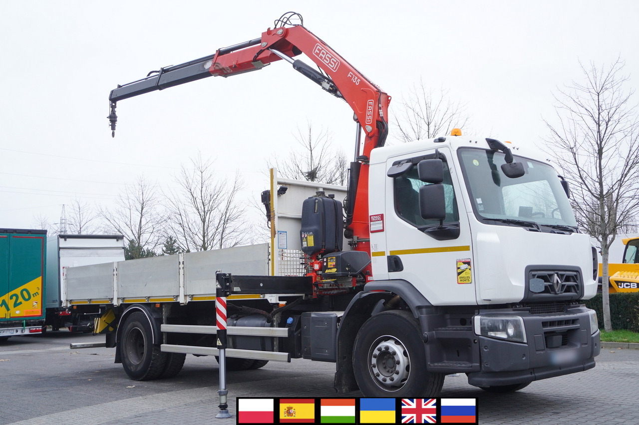 RENAULT RENAULT C280 DTI 8 / FASSI crane 5.6 T / 560 MTH / range 8 m / Flatbed 15 EPAL - Kraanaga veoauto: pilt 1 RENAULT RENAULT C280 DTI 8 / FASSI crane 5.6 T / 560 MTH / range 8 m / Flatbed 15 EPAL - Kraanaga veoauto: pilt 1