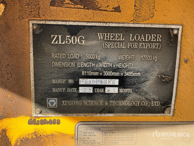 2008 XCMG ZL50G (Inoperable) Wheel Loader - Rataslaadur: pilt 2 2008 XCMG ZL50G (Inoperable) Wheel Loader - Rataslaadur: pilt 2