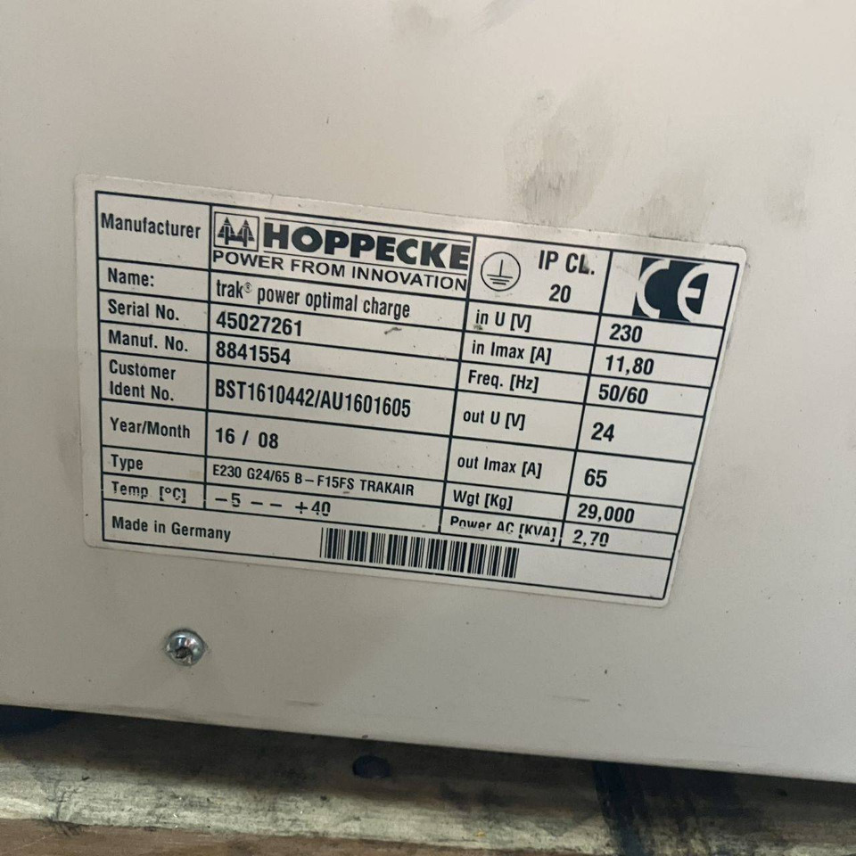 Hoppecke E230 G24/65 B-F15FS Trak power Optimal Charge (2) - Varuosa - Materjali käitlemise seade: pilt 5 Hoppecke E230 G24/65 B-F15FS Trak power Optimal Charge (2) - Varuosa - Materjali käitlemise seade: pilt 5