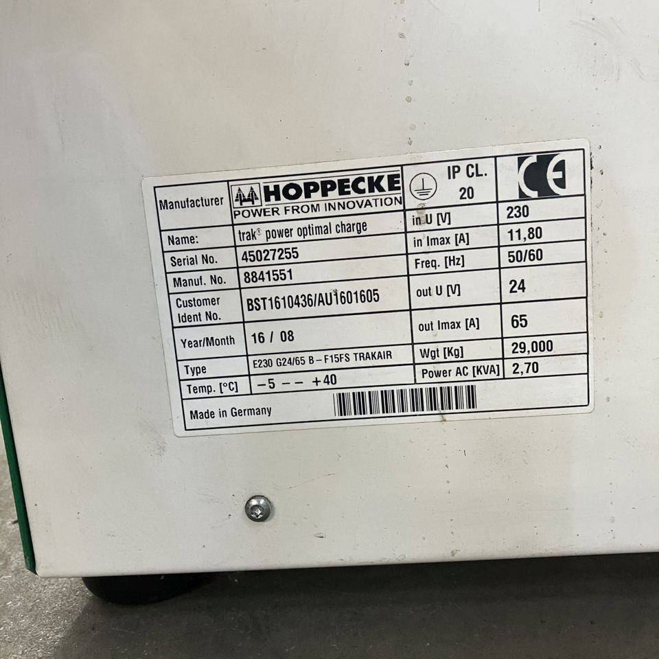 Hoppecke E230 G24/65 B-F15FS Trak power Optimal Charge (4) - Varuosa - Materjali käitlemise seade: pilt 5 Hoppecke E230 G24/65 B-F15FS Trak power Optimal Charge (4) - Varuosa - Materjali käitlemise seade: pilt 5