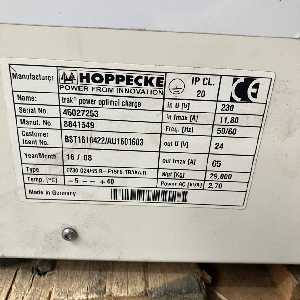 Hoppecke E230 G24/65 B-F15FS Trak power Optimal Charge - Varuosa - Materjali käitlemise seade: pilt 5 Hoppecke E230 G24/65 B-F15FS Trak power Optimal Charge - Varuosa - Materjali käitlemise seade: pilt 5