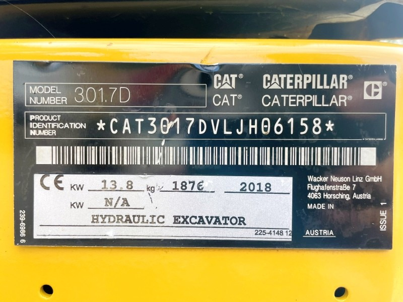 Caterpillar 301.7D (3846) - Miniekskavaator: pilt 3 Caterpillar 301.7D (3846) - Miniekskavaator: pilt 3