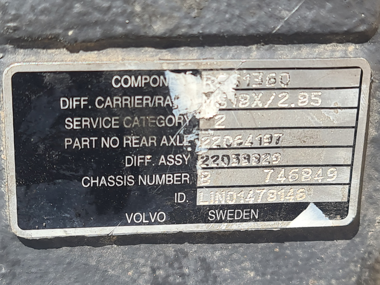 VOLVO DIFFERENTIAL DIFF / MS18X / RSS1360 / RATIO 2.85 37-13 / WORLDWIDE DELIVERY - Tagatelg: pilt 5 VOLVO DIFFERENTIAL DIFF / MS18X / RSS1360 / RATIO 2.85 37-13 / WORLDWIDE DELIVERY - Tagatelg: pilt 5